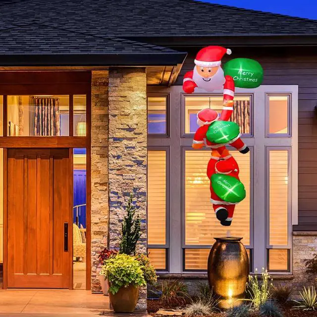 Main image of 8FT Inflatable Climbing Santa Claus Christmas Santa Claus with Light Xmas Decor