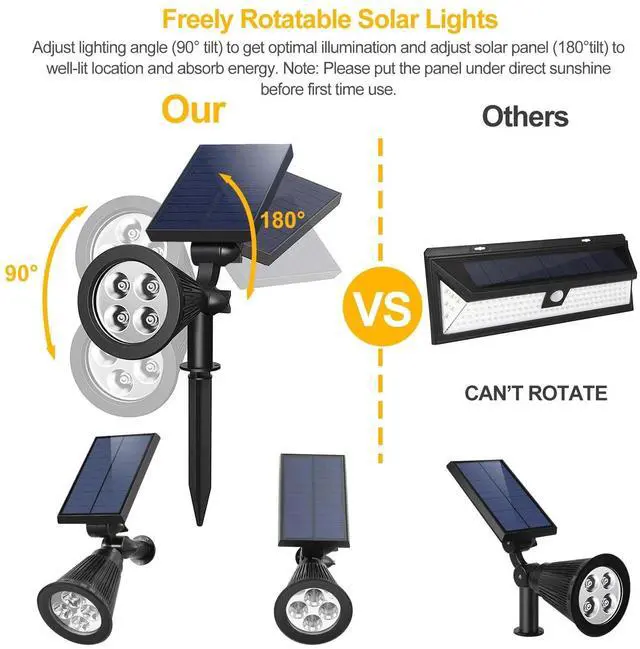 Alt view image 7 of 7 - 2-Pack Solar Spotlight 4 LED Outdoor Garden Dusk To Dawn Light Waterproof Lamp