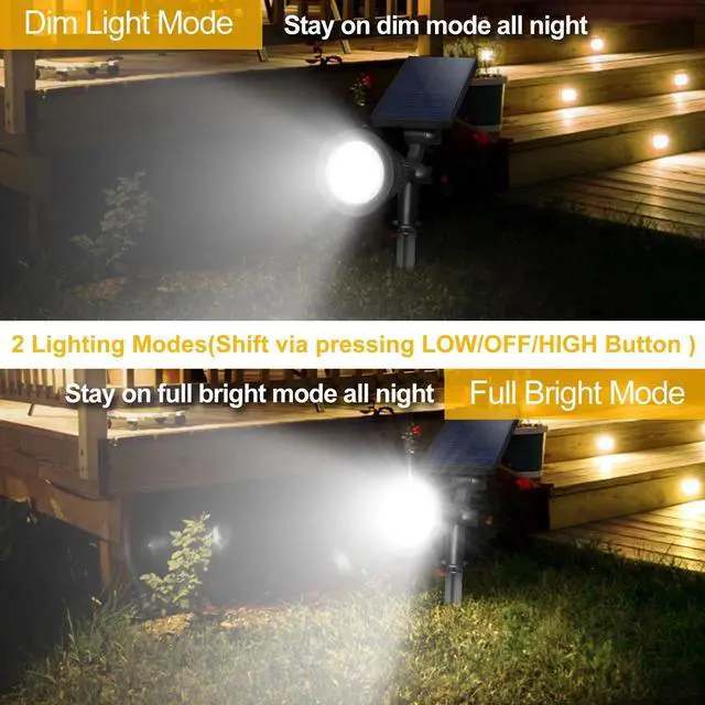 Alt view image 4 of 7 - 2-Pack Solar Spotlight 4 LED Outdoor Garden Dusk To Dawn Light Waterproof Lamp