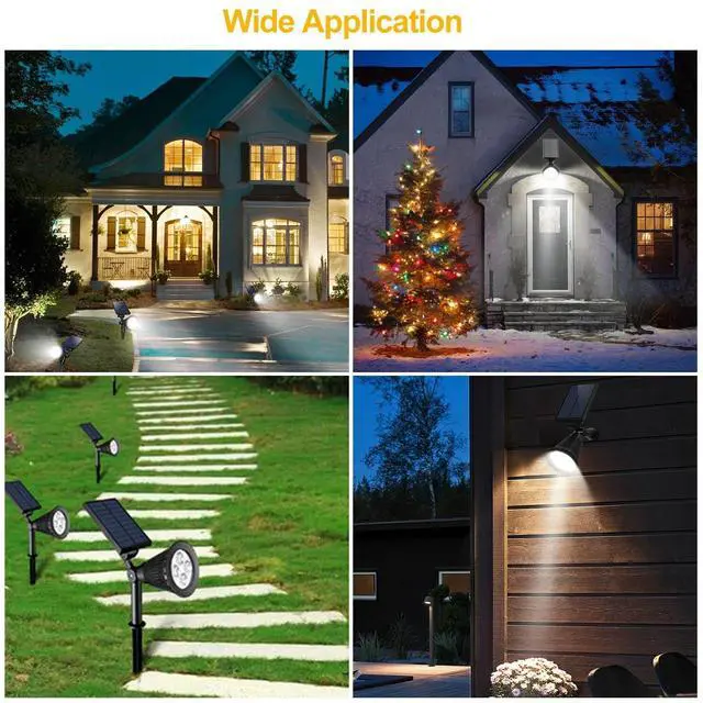 Alt view image 6 of 7 - 2-Pack Solar Spotlight 4 LED Outdoor Garden Dusk To Dawn Light Waterproof Lamp