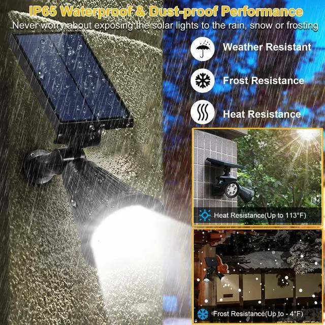 Alt view image 3 of 7 - 2-Pack Solar Spotlight 4 LED Outdoor Garden Dusk To Dawn Light Waterproof Lamp