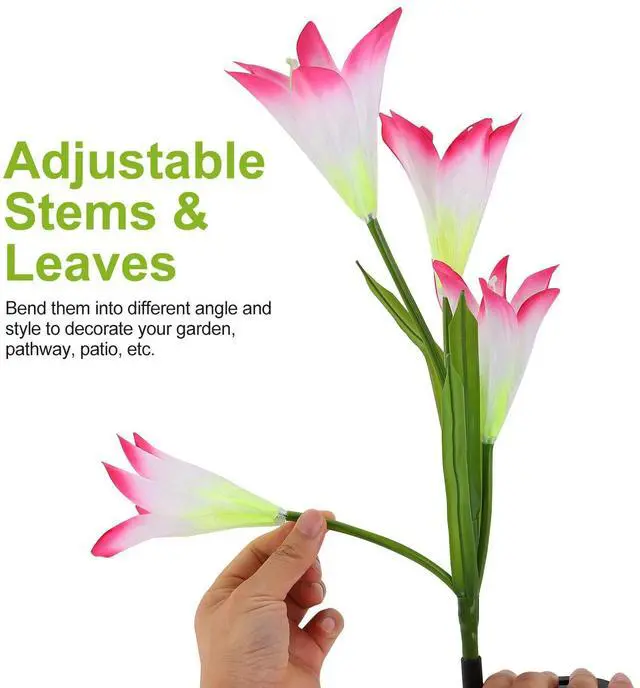 Alt view image 4 of 7 - 2PCS Solar Lily Flower Garden Lights LED Outdoor Pathway Yard Decor Lamp 7-Color