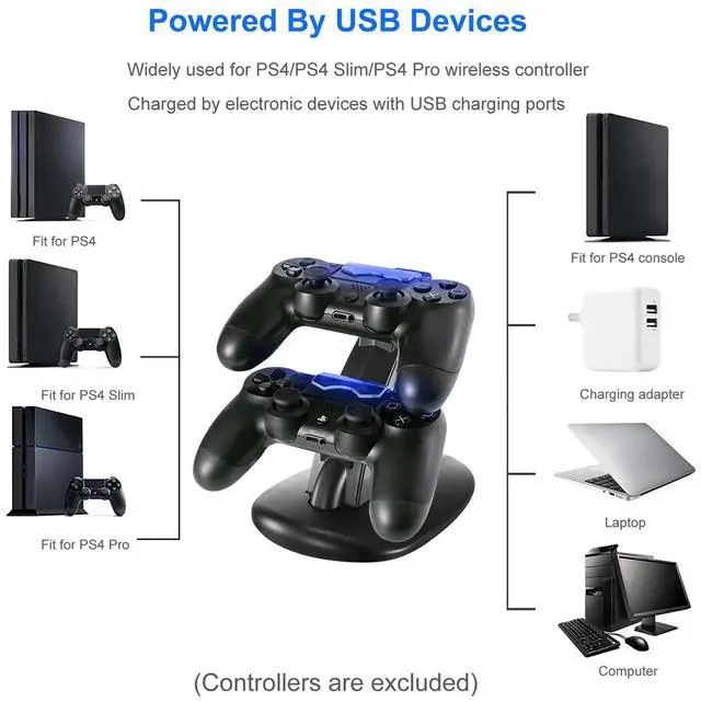 Alt view image 6 of 7 - Dual USB Charger LED Station Dock Fast Charging Stand For Sony PS4 Controller