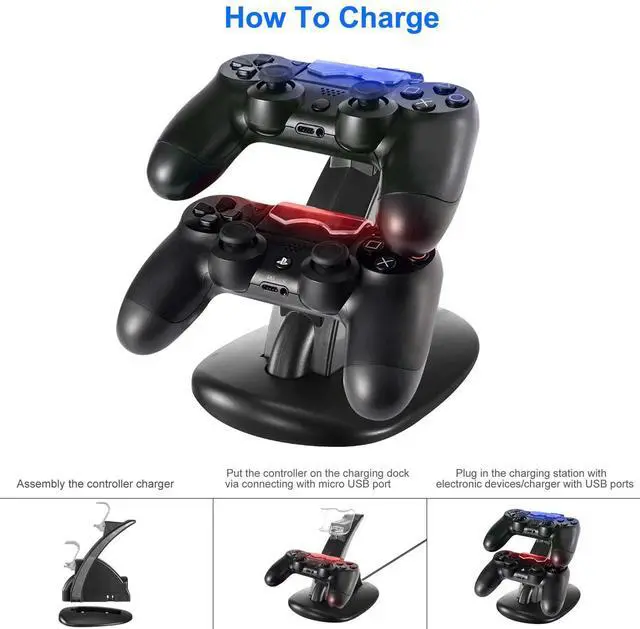 Alt view image 4 of 7 - Dual USB Charger LED Station Dock Fast Charging Stand For Sony PS4 Controller