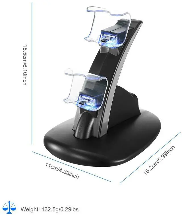 Alt view image 2 of 7 - Dual USB Charger LED Station Dock Fast Charging Stand For Sony PS4 Controller