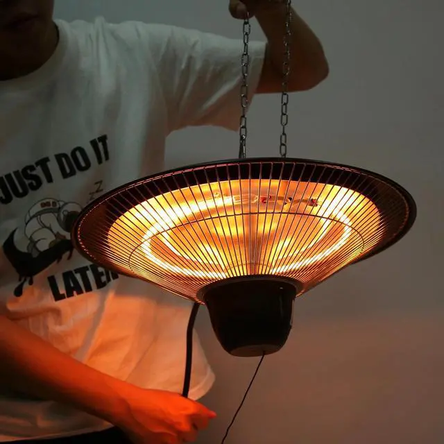 Alt view image 7 of 7 - 1500W Electric Hanging Patio Heater 360° Heating Outdoor Indoor Ceiling Heater