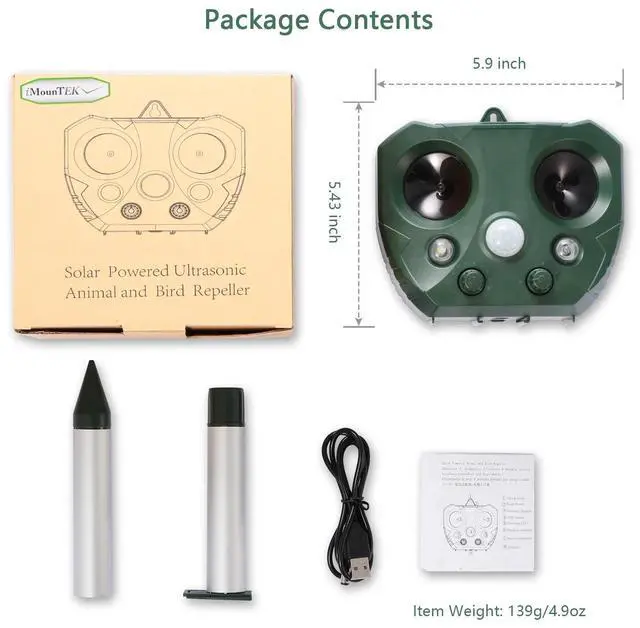 Alt view image 7 of 7 - Outdoor Solar Ultrasonic Power Pest Animal Repeller Repellent Garden Cat Dog Fox