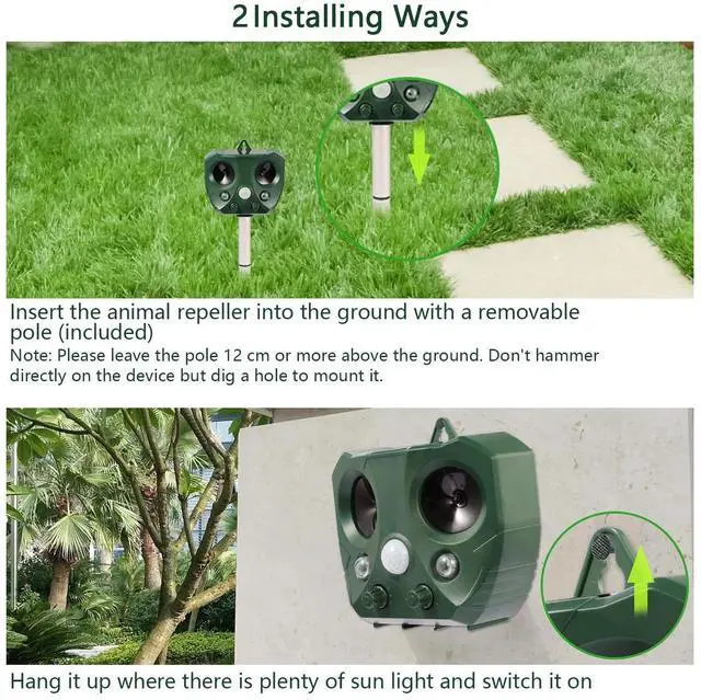 Alt view image 4 of 7 - Outdoor Solar Ultrasonic Power Pest Animal Repeller Repellent Garden Cat Dog Fox