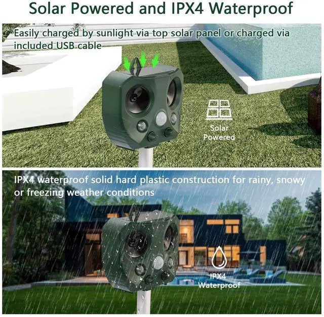 Alt view image 6 of 7 - Outdoor Solar Ultrasonic Power Pest Animal Repeller Repellent Garden Cat Dog Fox