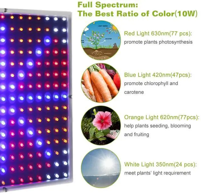 Alt view image 3 of 7 - 225 LED Full Spectrum Plant UV Grow Light Veg Lamp For Indoor Hydroponic Plant