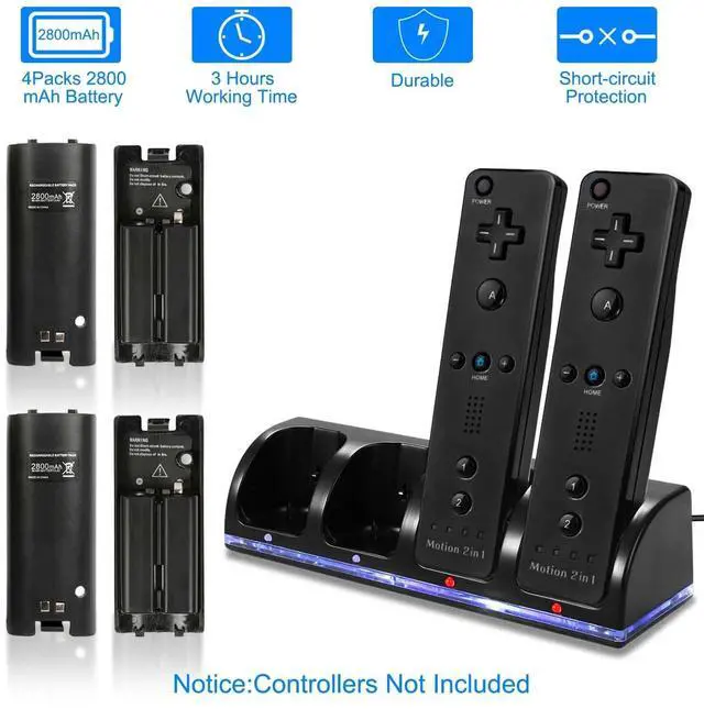 Main image of 4 Rechargeable Battery Remote Controller Charger Charging Dock For Nintendo Wii