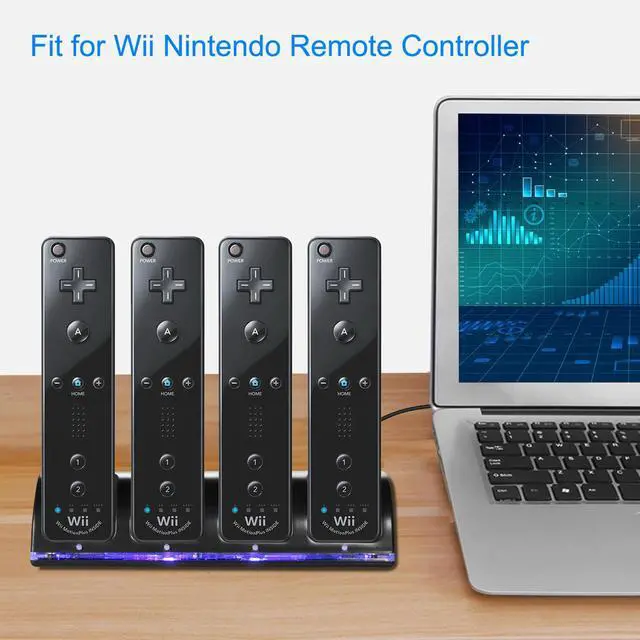 Alt view image 5 of 7 - 4 Rechargeable Battery Remote Controller Charger Charging Dock For Nintendo Wii
