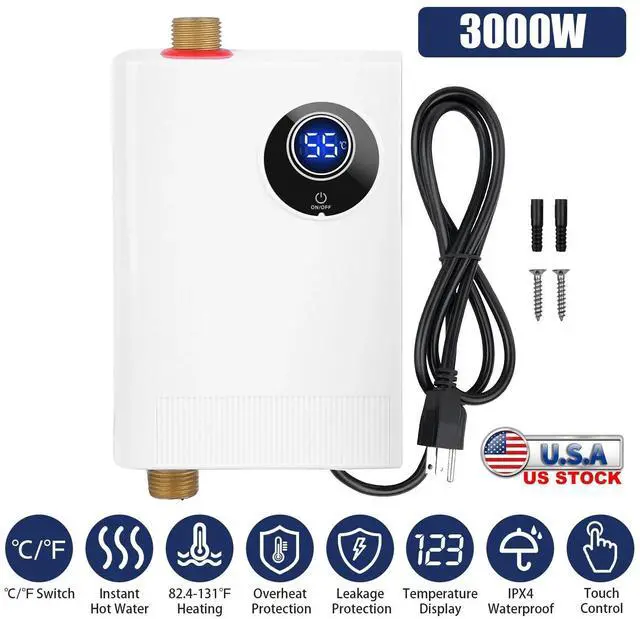 Main image of 3000W Mini Water Heater Electric Tankless Water Heater Instant Hot Water Heater