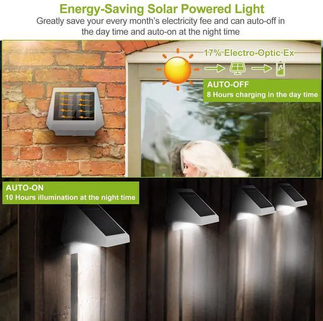 Alt view image 6 of 7 - 1Pcs 4 LED Solar Power Stair Fence Garden Security Lamp Outdoor Waterproof Light