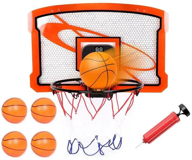 Main image of Kids Basketball Hoop Set Over Door Basketball Hoop w/4 Balls Electric Scorer Toy