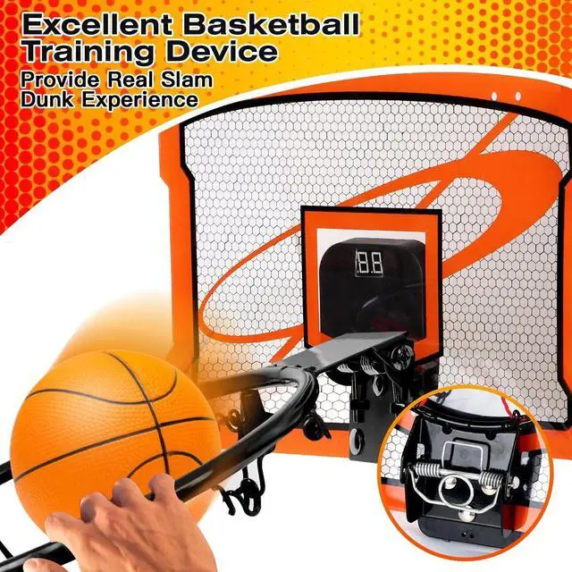 Alt view image 4 of 7 - Kids Basketball Hoop Set Over Door Basketball Hoop w/4 Balls Electric Scorer Toy