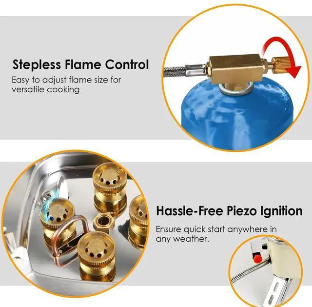 Alt view image 3 of 7 - 13000W Camping Stove Outdoor Party Mini Cooking Five-head Gas Cooking Burner