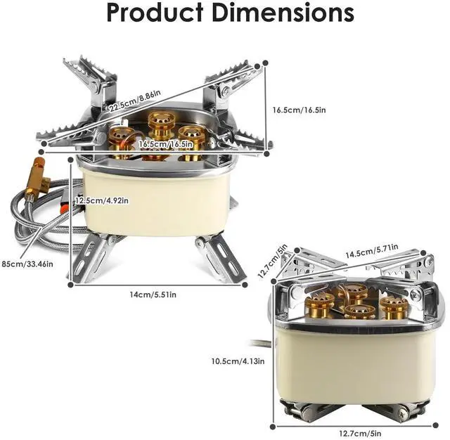 Alt view image 2 of 7 - 13000W Camping Stove Outdoor Party Mini Cooking Five-head Gas Cooking Burner