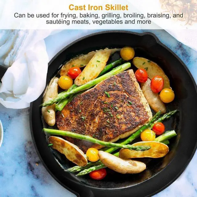 Alt view image 3 of 7 - 3 Piece Cast Iron Skillet Set Pre Seasoned Non-stick Oven 6/8/10" Frying Pan