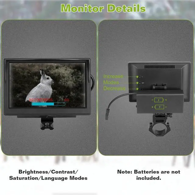 Alt view image 3 of 7 - Night Vision Camera Hunting Scope 5" Screen 850nm Infrared Rifle Sight LED IR