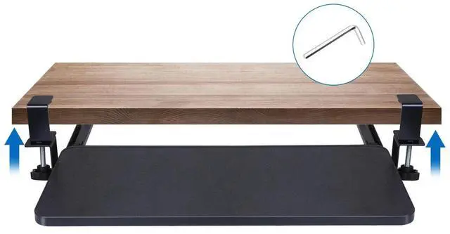 Alt view image 3 of 7 - 25*9" Adjustable Keyboard Tray Under Desk Pull Out Keyboard Mouse Tray w/C Clamp