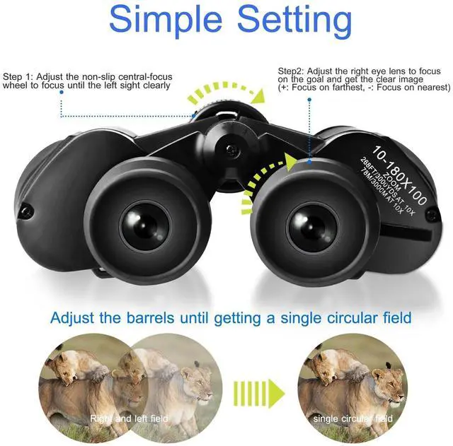 Alt view image 3 of 7 - 180x100 High Power Military Binoculars Day/Low Night Prism Hunting Camping+Bag