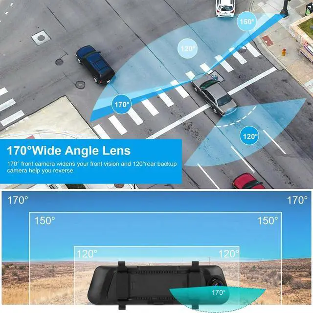 Alt view image 3 of 7 - 10" 1080P Dual Lens Car DVR Dash Cam Front & Rear Video Camera Recorder G-Sensor