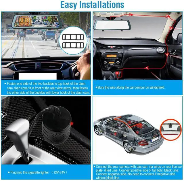 Alt view image 4 of 7 - 10" 1080P Dual Lens Car DVR Dash Cam Front & Rear Video Camera Recorder G-Sensor