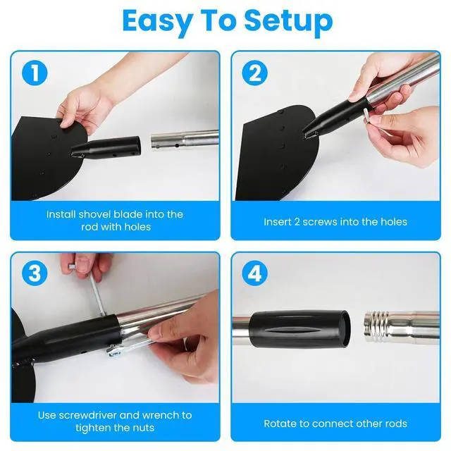 Alt view image 7 of 7 - 53In Snow Ice Chopper Winter Flat Snow Shovel Ice Scraper Steel Scraper Portable