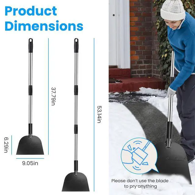 Alt view image 2 of 7 - 53In Snow Ice Chopper Winter Flat Snow Shovel Ice Scraper Steel Scraper Portable