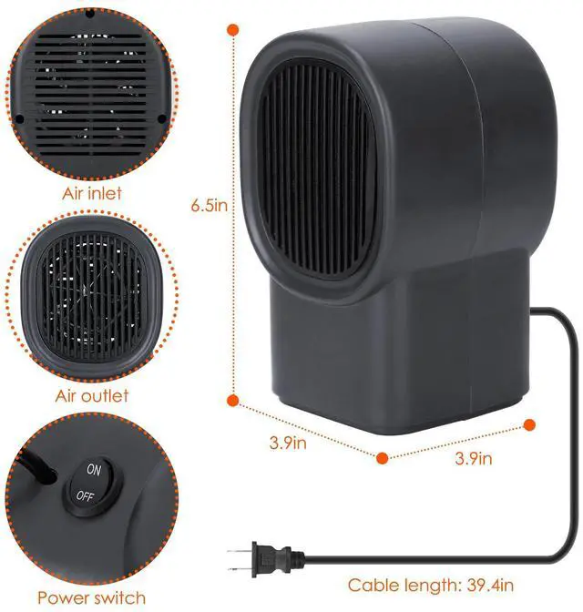 Alt view image 7 of 7 - 500W Electric Space Heater iMounTEK Desktop Small Heater for Home Office