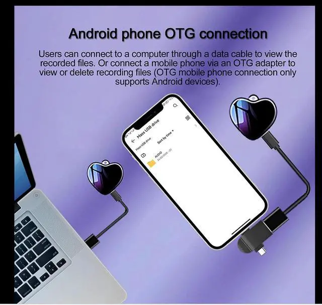 Alt view image 6 of 7 - OFZBNecklace Voice Recorder 8GB Mini Voice Recorder  battery life 24hours