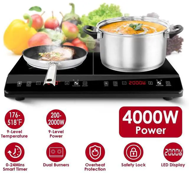 Main image of 4000W Electric Dual Burner Cooktop Double Induction Cooker Camping Hot Plate New