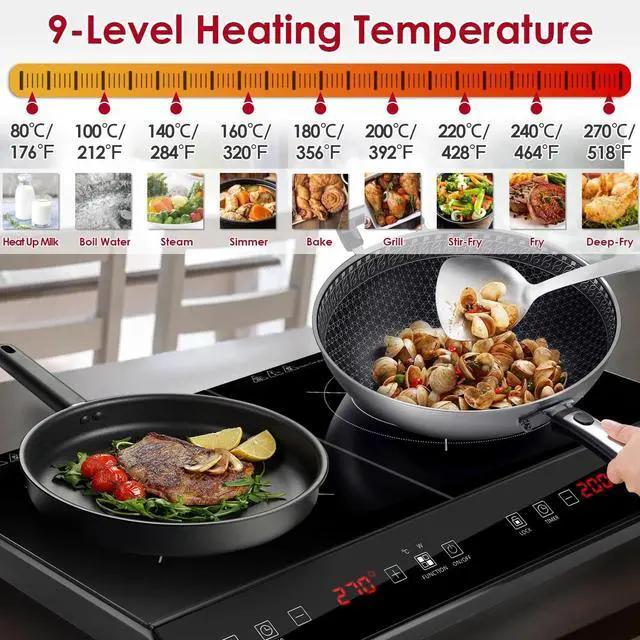 Alt view image 7 of 7 - 4000W Electric Dual Burner Cooktop Double Induction Cooker Camping Hot Plate New