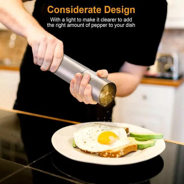 Alt view image 3 of 7 - Electric Grinder Salt and Pepper Shaker Automatic Grinder Mill Stainless Steel