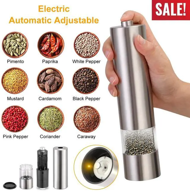 Main image of Electric Grinder Salt and Pepper Shaker Automatic Grinder Mill Stainless Steel