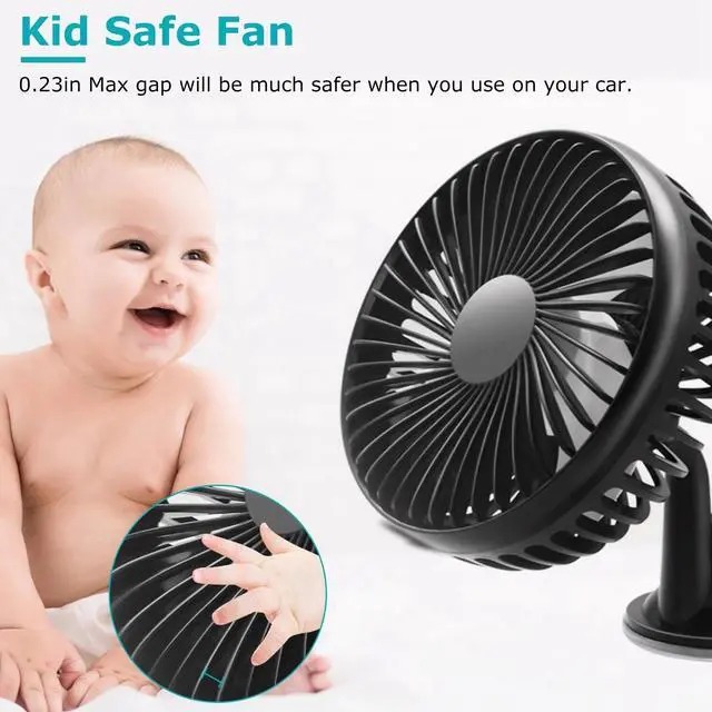 Alt view image 4 of 7 - Car Cooling Fan Portable USB Vehicle Suction Cup Rotatable Auto Cooler Clip Fan