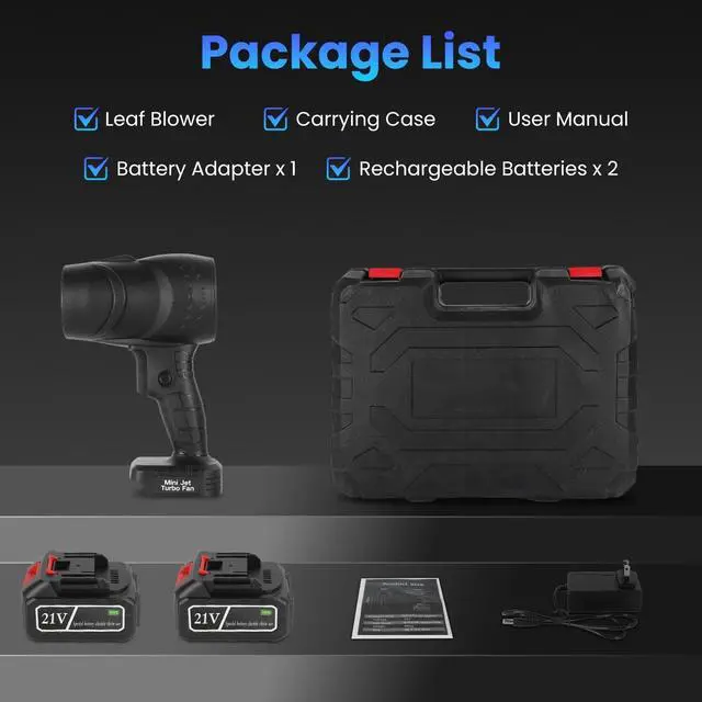 Alt view image 6 of 7 - 130000RPM Leaf Blower Portable Blower Cordless Car Leaf Blower w/ 2 Batteries