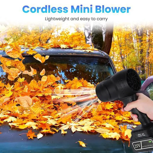 Alt view image 3 of 7 - 130000RPM Leaf Blower Portable Blower Cordless Car Leaf Blower w/ 2 Batteries