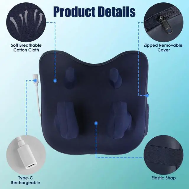 Alt view image 4 of 7 - Electric Neck Shoulder Massager Pillow Heated Shiatsu Deep Kneading Soft Pillow