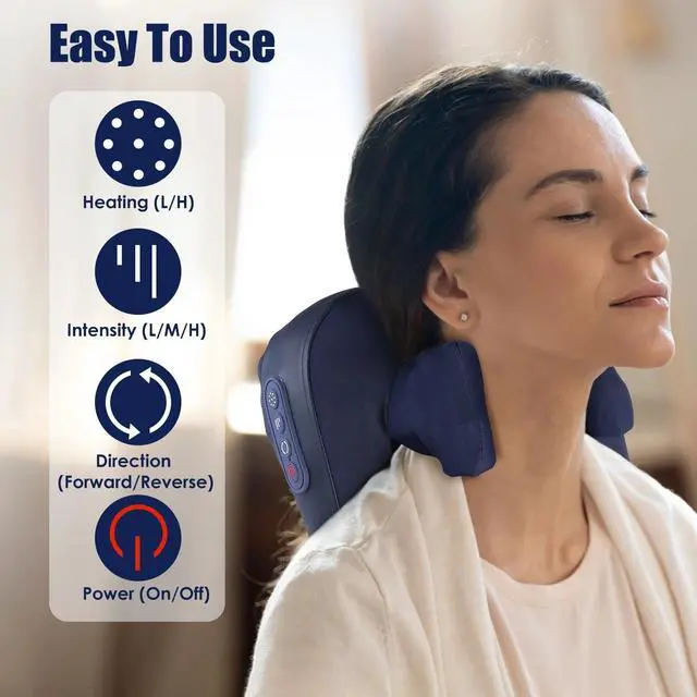 Alt view image 6 of 7 - Electric Neck Shoulder Massager Pillow Heated Shiatsu Deep Kneading Soft Pillow