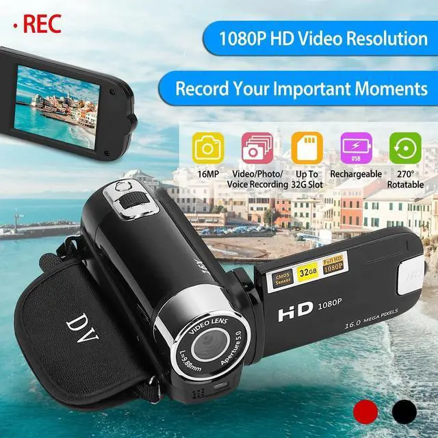 Alt view image 3 of 7 - 1080P HD Kids Camcorder Digital Video Camera 16x Zoom DV YouTube Vlogging Camera(BLACK)