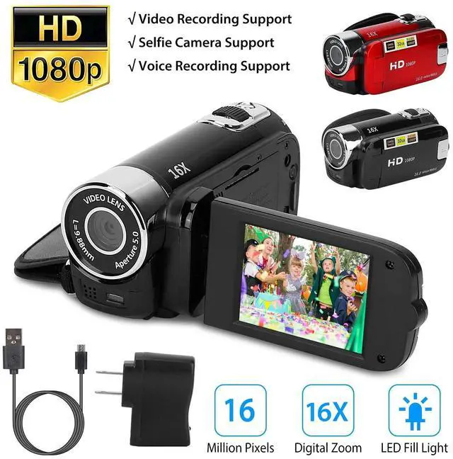 Alt view image 2 of 7 - 1080P HD Kids Camcorder Digital Video Camera 16x Zoom DV YouTube Vlogging Camera(BLACK)