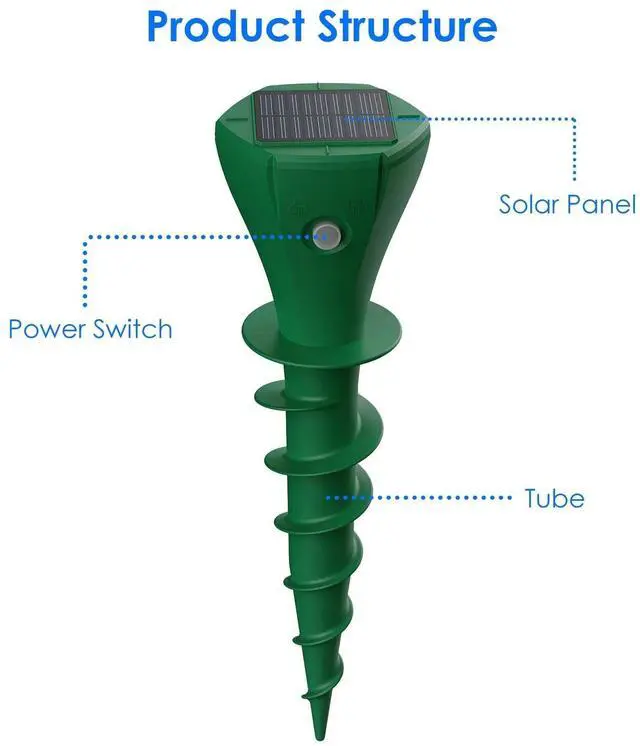 Alt view image 3 of 7 - 8Pcs Solar Mole Repellent Screw Groundhog Gopher Deterrent Vibration Stake Tool