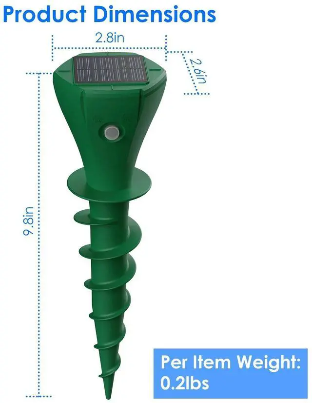 Alt view image 2 of 7 - 8Pcs Solar Mole Repellent Screw Groundhog Gopher Deterrent Vibration Stake Tool
