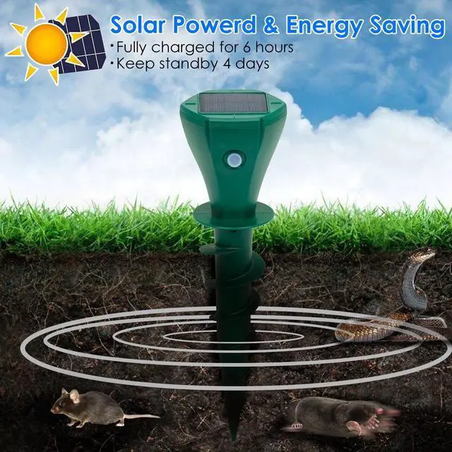 Alt view image 4 of 7 - 8Pcs Solar Mole Repellent Screw Groundhog Gopher Deterrent Vibration Stake Tool