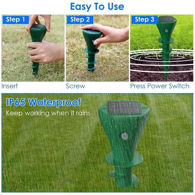 Alt view image 6 of 7 - 8Pcs Solar Mole Repellent Screw Groundhog Gopher Deterrent Vibration Stake Tool