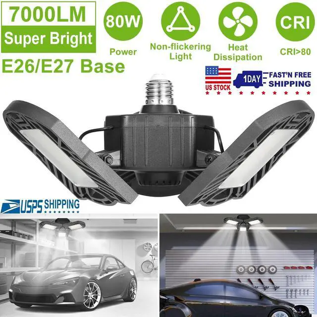 Main image of 80W 7000LM LED Garage Lights Deformable LED Garage Ceiling Light LED Shop Lamp