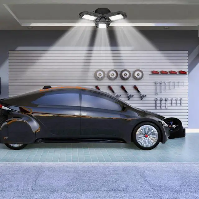 Alt view image 6 of 7 - 80W 7000LM LED Garage Lights Deformable LED Garage Ceiling Light LED Shop Lamp