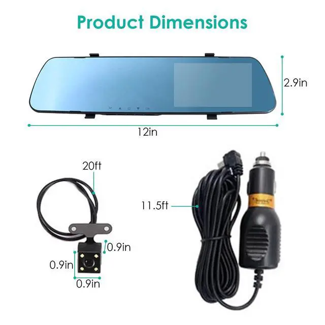 Alt view image 7 of 7 - 1080P Car DVR 4.3in Camera Dash Cam Camcorder Camera Recorder Motion Detection